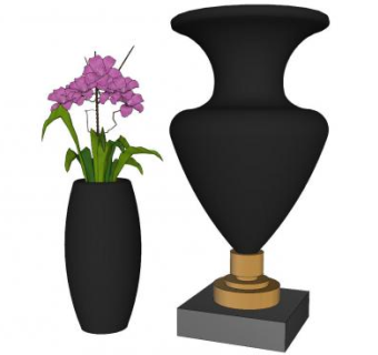 黑色简约装饰陶瓷花瓶SU模型下载_sketchup草图大师SKP模型