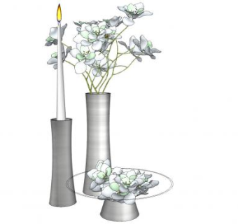 现代简约银色花瓶三件套SU模型下载_sketchup草图大师SKP模型