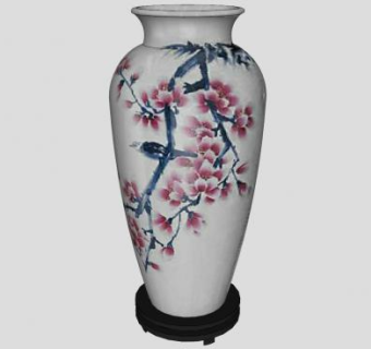 中国风落地彩釉大花瓶SU模型下载_sketchup草图大师SKP模型