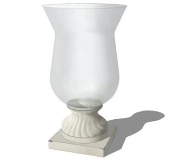 米色陶瓷底座玻璃花钵SU模型下载_sketchup草图大师SKP模型