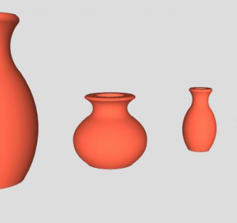 橙色陶瓷花瓶器皿SU模型下载_sketchup草图大师SKP模型