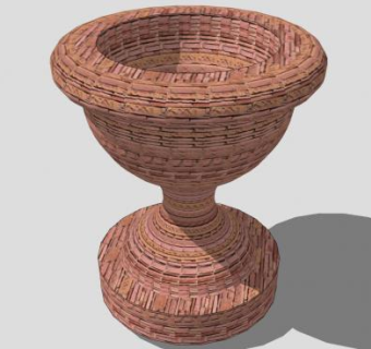 户外石造花钵装饰SU模型下载_sketchup草图大师SKP模型