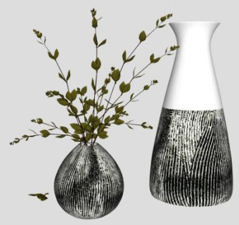 现代简约陶瓷花瓶SU模型下载_sketchup草图大师SKP模型