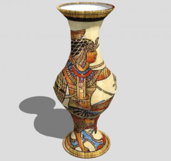 埃及风格落地陶瓷花瓶SU模型下载_sketchup草图大师SKP模型