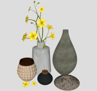 室内装饰陶瓷花瓶系列SU模型下载_sketchup草图大师SKP模型