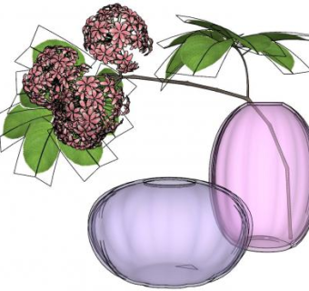 彩色玻璃透明花瓶SU模型下载_sketchup草图大师SKP模型