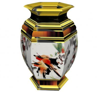 中国风彩釉花瓶SU模型下载_sketchup草图大师SKP模型