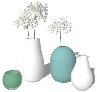 现代陶瓷花瓶摆件系列SU模型下载_sketchup草图大师SKP模型