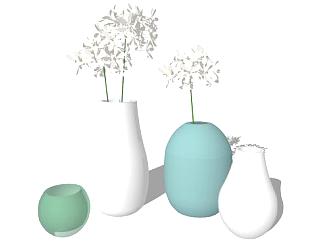 现代陶瓷花瓶摆件系列SU模型下载_sketchup草图大师SKP模型