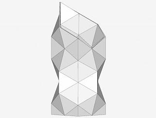 现代创意矩形三角花瓶SU模型下载_sketchup草图大师SKP模型