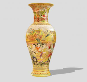 东南亚风格陶瓷花瓶SU模型下载_sketchup草图大师SKP模型
