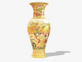 东南亚风格陶瓷花瓶SU模型下载_sketchup草图大师SKP模型