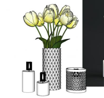 简约摆件花瓶和蜡烛SU模型下载_sketchup草图大师SKP模型