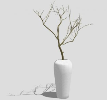 简约落地花瓶树枝插枝器皿SU模型下载_sketchup草图大师SKP模型