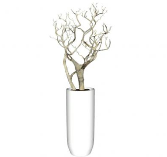 白色简约装饰花瓶盆栽SU模型下载_sketchup草图大师SKP模型