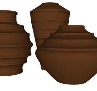 陶瓷花瓶装饰三件套SU模型下载_sketchup草图大师SKP模型