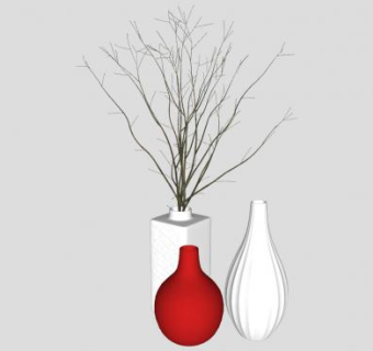 手工文艺陶瓷花瓶摆件SU模型下载_sketchup草图大师SKP模型