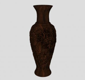 复古落地雕刻花瓶SU模型下载_sketchup草图大师SKP模型