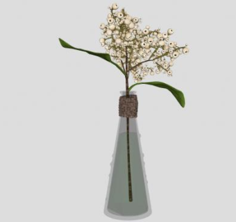 现代玻璃瓶锥盛水观赏花瓶SU模型下载_sketchup草图大师SKP模型