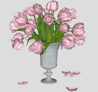 欧式玻璃花瓶花卉SU模型下载_sketchup草图大师SKP模型