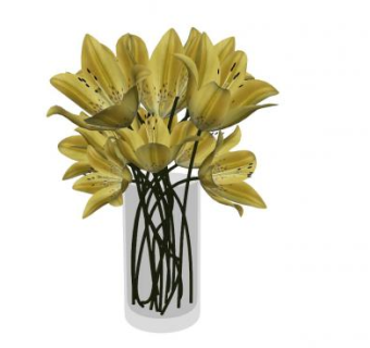 圆柱花瓶花卉装饰SU模型下载_sketchup草图大师SKP模型