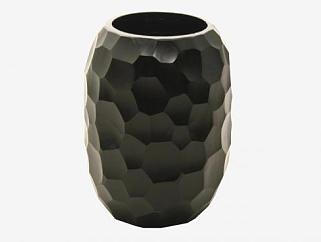 几何外观黑色平面陶瓷花瓶SU模型下载_sketchup草图大师SKP模型