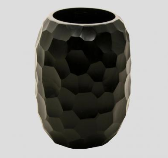 几何外观黑色平面陶瓷花瓶SU模型下载_sketchup草图大师SKP模型