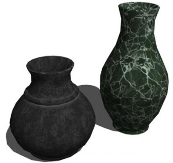 黑色纹理复古陶瓷花瓶SU模型下载_sketchup草图大师SKP模型