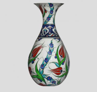 中式彩釉陶瓷装饰花瓶SU模型下载_sketchup草图大师SKP模型