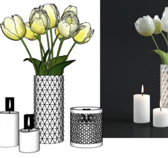 现代装饰观赏花瓶蜡烛SU模型下载_sketchup草图大师SKP模型