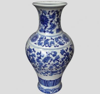 青花瓷落地大花瓶SU模型下载_sketchup草图大师SKP模型