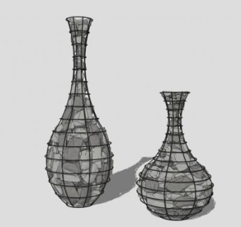 室内客厅现代落地大花瓶装饰SU模型下载_sketchup草图大师SKP模型