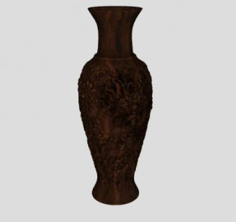 雕刻复古落地大花瓶SU模型下载_sketchup草图大师SKP模型