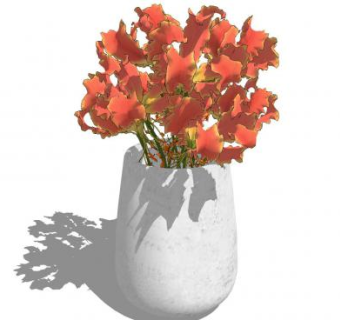 北欧风格陶瓷花瓶花卉SU模型下载_sketchup草图大师SKP模型