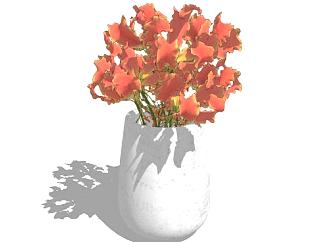 北欧风格陶瓷花瓶花卉SU模型下载_sketchup草图大师SKP模型