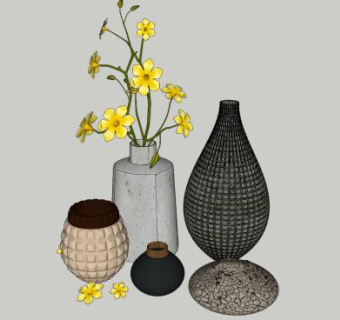 现代文艺装饰品花瓶系列SU模型下载_sketchup草图大师SKP模型