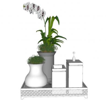 浴室装饰简约风花瓶系列SU模型下载_sketchup草图大师SKP模型