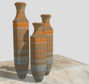 复古陶瓷落地大花瓶SU模型下载_sketchup草图大师SKP模型