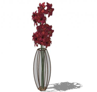 金属玻璃六角装饰花瓶花卉SU模型下载_sketchup草图大师SKP模型