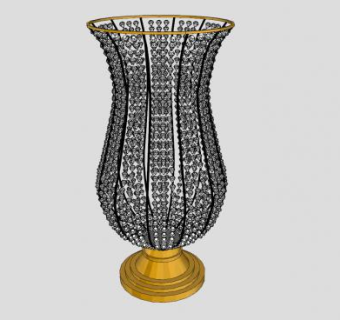 金属底座钻石装饰花瓶摆件SU模型下载_sketchup草图大师SKP模型
