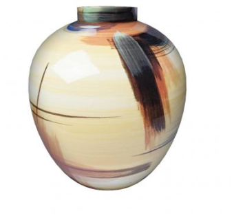 淡黄小巧彩釉陶瓷花瓶SU模型下载_sketchup草图大师SKP模型