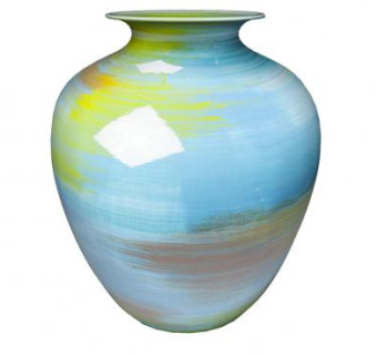 现代青色彩釉花瓶SU模型下载_sketchup草图大师SKP模型