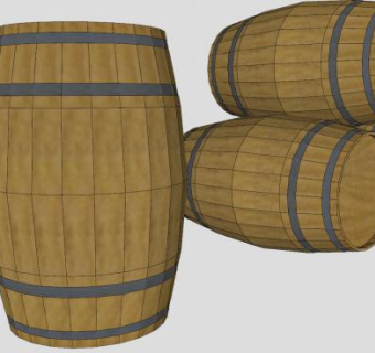 四个酒类橡木桶SU模型下载_sketchup草图大师SKP模型