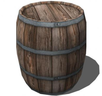 木制的酒水桶SU模型下载_sketchup草图大师SKP模型