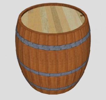 橡木酒水桶SU模型下载_sketchup草图大师SKP模型