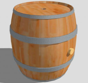 站立橡木容器桶SU模型下载_sketchup草图大师SKP模型