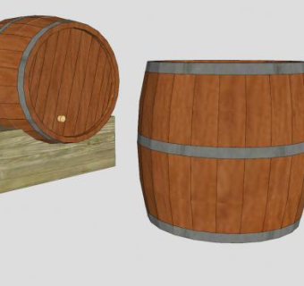 酒水容器橡木桶SU模型下载_sketchup草图大师SKP模型