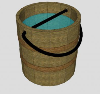 老式木制水桶SU模型下载_sketchup草图大师SKP模型