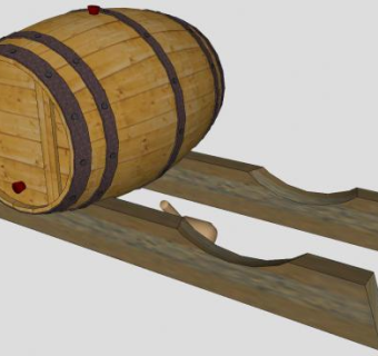 橡木桶和固定架SU模型下载_sketchup草图大师SKP模型