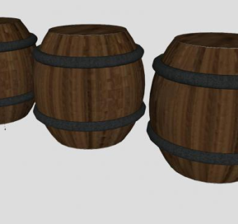 老式木制啤酒桶SU模型下载_sketchup草图大师SKP模型